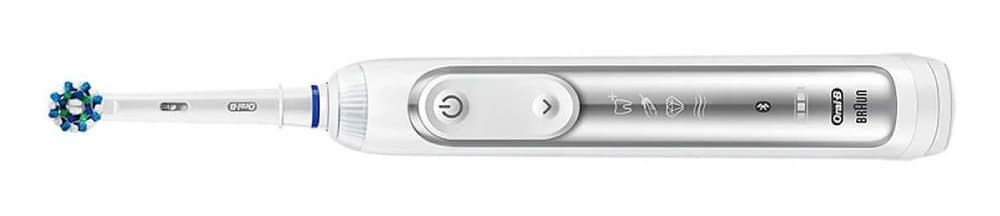 Spazzolino elettrico Oral-b Genius 8000N argento su sfondo bianco